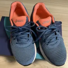 asics レディース スニーカー ブルー×オレンジ運動靴アシックス24.5cm