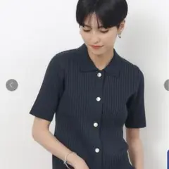 OPAQUE.CLIP オペーク　 ブラウン ポロニットリブ　半袖　M