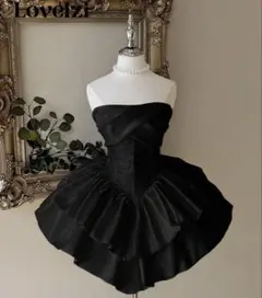 ドレス ワンピース 黒 前撮りドレス ウェディング ミニ