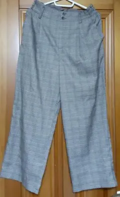 チェック ワイドパンツ ブラウン