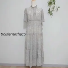 ★トロワズィエムチャコ シフォンティアードロングワンピース アイボリーのサムネイル