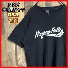 ブラック メンズ USA古着 半袖 Tシャツ プリント カジュアル 夏服 M