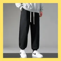 M ズボン パンツ スウェットパンツ 秋冬　無地 ジョガーパンツ 黒