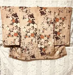 【アンティーク・リメイク用】羽織　正絹　シックな色味の花柄　表にもダメージあり