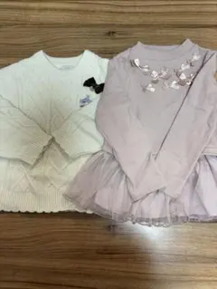 any FAM ホワイト ニット Sサイズ　チュニック130センチ