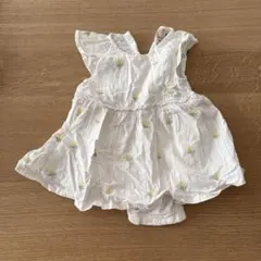 petit mainフラワー刺繍 ホワイト ワンピース