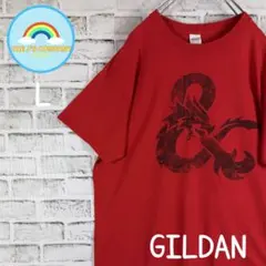 USA古着GILDANドラゴンプリント半袖TシャツL