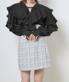 SNIDEL スナイデル ラメ ツイード ホワイト ハイウエストスカショーパン