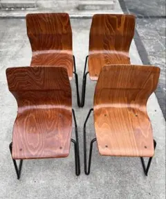 8脚SET】関家具 ノットアンティークス ログチェア クラッシュゲート 黒