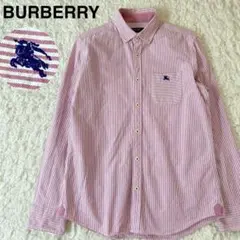 BURBERRY BLACK LABELストライプシャツ ホースロゴ 刺繍 M