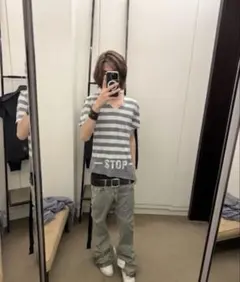 00's PPFM Vネック ボーダーTシャツ y2k archive - メルカリ