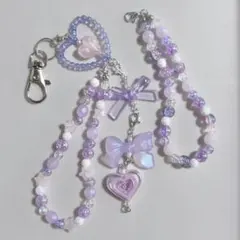 ハンドメイド　付け替えできるキーホルダー・チャーム　パープル