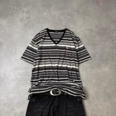 00s Burberry Multi Border V-Neck Tee Y2Kのサムネイル