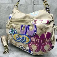 美品 コーチ ポピー Y2K 2way ショルダーバッグ ハンドバッグ 総柄
