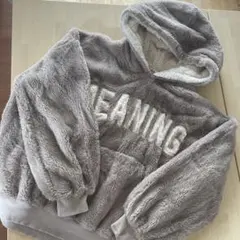 ピンクラテ＊フード付きふわふわボアパーカー MEANING刺繍