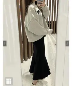 GRL スエードマーメイドスカート　Lサイズ 黒　美シルエット　ウエストゴム