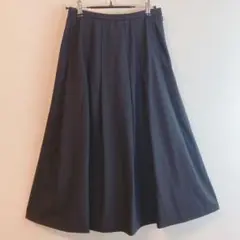 【レリアン 】（M）ウール混 フレアスカート ブラックAライン プリーツ風
