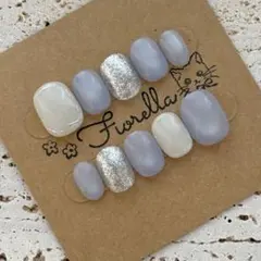 【No.107】ネイルチップ/水光マグ/ラベンダー/シルバー/ホワイト