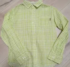 ライトオン　バックナンバーキッズ　130　ライムグリーン チェック柄 長袖シャツ
