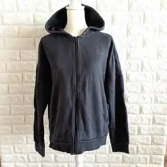 adidas 裏起毛フルジップパーカー L 黒 ビッグロゴ