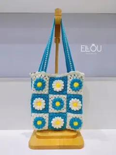 グラニースクエア花モチーフトートバッグ