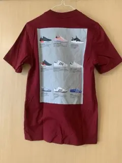 アディダスオリジナルス　半袖Tシャツ　スニーカー柄　ボルドー　S