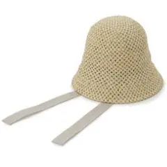 新品タグ付き Lily Brown サマーバケットハット ラフィア風 リボン付き