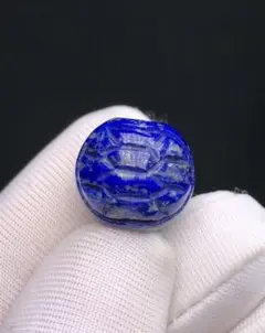 天然石ラピスラズリ青金石彫刻亀単珠14/3.9g