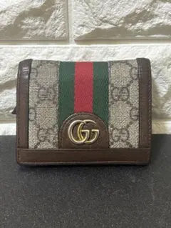 【美品】GUCCI グッチ　オフディア GGスプリームシェリーライン 折り財布