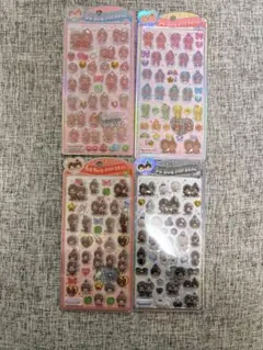 ぷ*ち様 モンチッチ　うるちゅるポップシール　レインボー　モノクロ　赤　ピンク