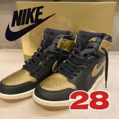 【NIKE】エアジョーダン1 ブラック&ゴールド 28cm (S0007)
