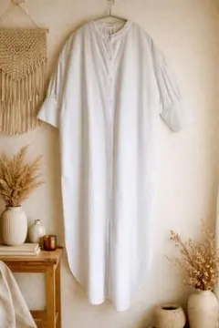 AS KNOW AS PINKY ホワイト シャツワンピース