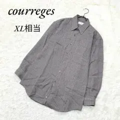 ￼ 《クレージュ》長袖シャツ/チェック柄/千鳥格子柄/ウール/グレー/XL相当