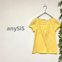 【anySiSエニィシス】半袖　黄色　Tシャツ　綿混　華やか　ミモザ　大人可愛いのサムネイル