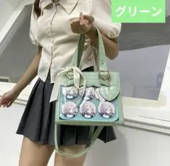 新品　痛バッグ　グリーン　ショルダーバッグ 推し活 ハート クロコ風　痛バ