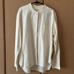 無印良品 シャツ ノーカラー 生成 アイボリー