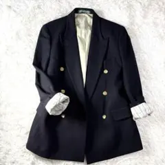 美品　NEWYORKER 紺ブレ 11ウール100%カシミヤ混 金ボタン ダブル