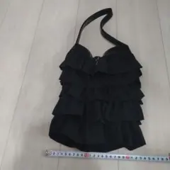 フリルデザイン 黒 トートバッグ　B.P.N