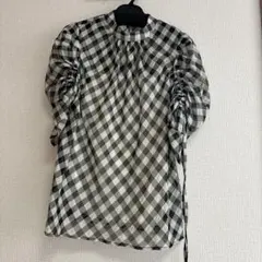 リリーブラウン　シアーギンガムトップス