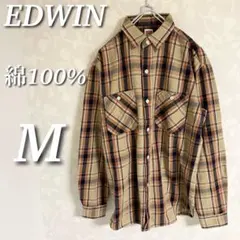 EDWIN ワークシャツ　チェック　ヘビーウェイト　長袖トップス　パッチポケット