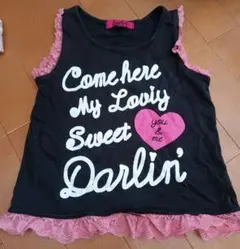 フリル付きタンクトップ 黒とピンク