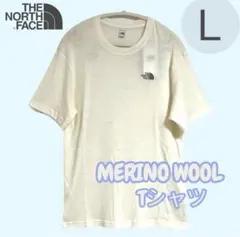 メリノウール使用★正規品★新品Lノースフェイス ロゴ Tシャツ 韓国 アイボリー
