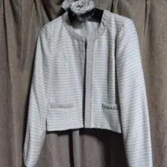 入園・入学式に ノーカラーツイードジャケット(コサージュ(未使用)付パンツも?)