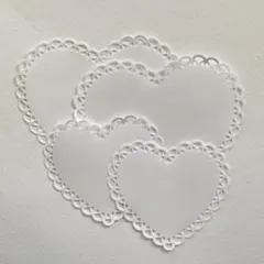 [120]白色ハートレースペーパー 16枚セット　コラージュ素材　ダイカット