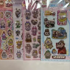 ラブブ水シール、立体シール4枚セット