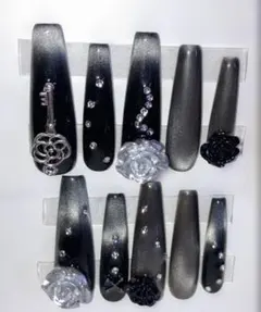 ネイルチップ　現物　地雷系　バンギャ　V系　ロングバレリーナ　痛ネイル