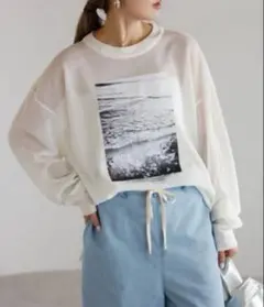 【新品】BONJOUR SAGAN ／フォトシアーニットT／オフホワイト