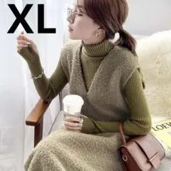 CLASSICAL ELF フェイクリングウール Vネックワンピース