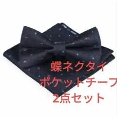 蝶ネクタイ　ポケットチーフ　2点セット　ペイズリー　結婚式　ワンタッチ　格安