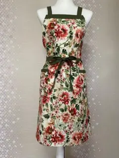 ロバート カフマン　「デカダント ガーデン」　背中クロス　ハンドメイド エプロン